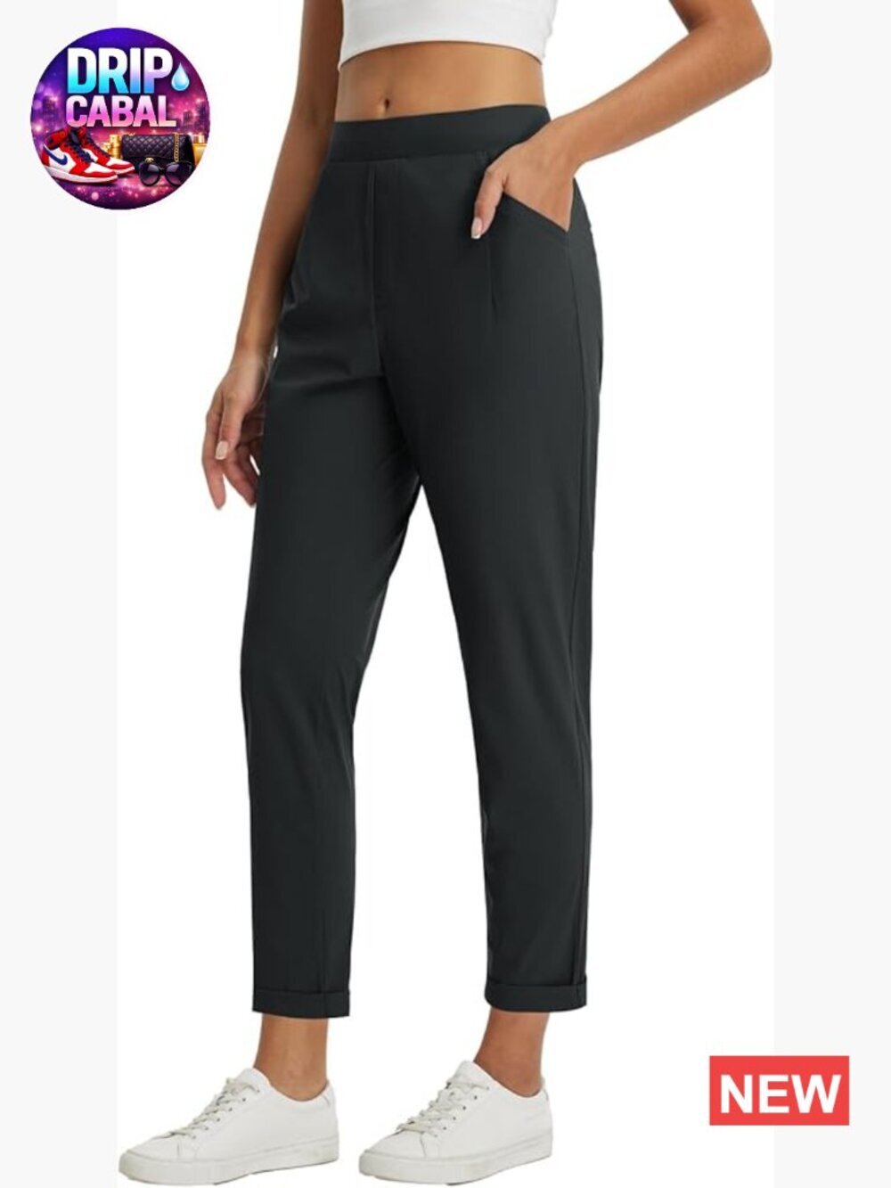Stretchy Travel Pants with Zipper Pockets Business Casual Slacks